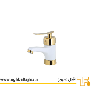 شیر روشویی طوفان فلز مدل چکاوک رنگ سفید طلایی